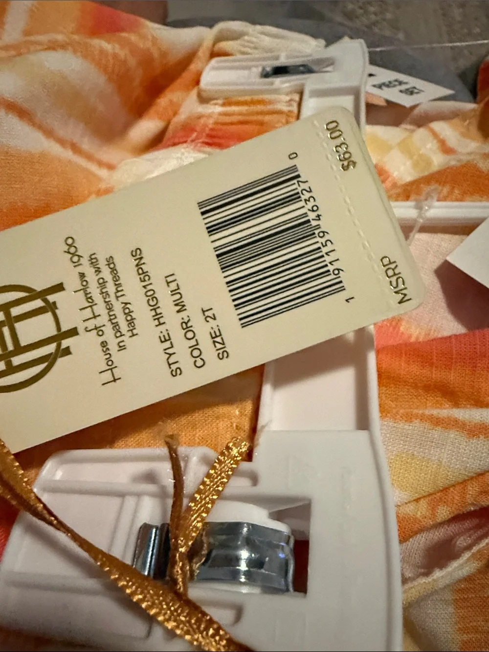 House of Harlow 1960 yellow Orange Ruffle Top & Bell-Bottom Set 2t embroidered
